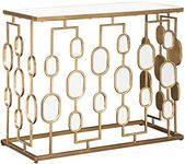 Signature Design by Ashley Majaci Retro Mirrored Glass Top Console Table, Gold Finish