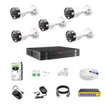 CP Plus IP illumax 8 CH AI NVR, 4MP 5 Bullet IP Cameras [Color Night Vision + Built-in Audio MIC + SMART Dual Light + Motion Detection] + 2 TB HDD + 8+2 POE Switch + CAT 6 Cable Combo