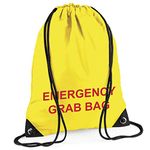 School Evacuation Emergency Grab Bag - Printed Yellow Documents & Equipment Drawstring Sack Bag