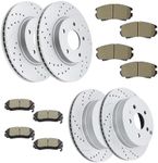 Front (12.64”, 321mm) and Rear Drilled and Slotted Rotors Ceramic Brake Pads Replacement for 2010-2017 GMC Terrain 2010-2017 CHEVY Equinox