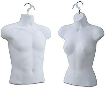 Only Hangers Pair of Male and Female Mannequin Forms - Half Body with Hook for Hanging - White