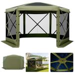 VEVOR Pop up Gazebo Screen Tent, 10 x 10 ft Large 6-Sided Camping Canopy Tent with Removable Top & Carry Bag, Quick-Set & Bite-Proof, Screen House Sun Shelter for 6-8 Persons Backyard Patio, Green