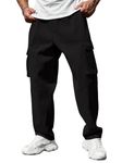 Leriya Fashion Loose Baggy Cargo Pant Trouser for Men (LF-TP-1068_Black_M)