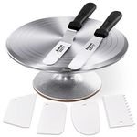 Anaeat Aluminium Alloy Revolving Cake Decorating Kits, 12 Inch Rotating Cake Turntable Stand Set with 2 Icing Spatula & 4 Icing Smoother, Smooth Bearing Cake Spinner for Birthday, Parties, Weddings