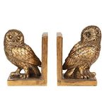 MAISONICA Pair Heavy Gold Ornate Owl Bird Bookends Book Supports Gift