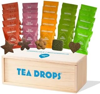 Tea Drops Organic Tea Box: Perfect Bagless Variety Sampler 25 Count - Naturally Sweetened - Ideal for Gifting - Citrus Ginger, Blueberry Acai, Rose Earl Grey, Sweet Peppermint & Matcha Green Flavors