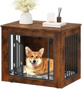 YITAHOME Dog Crate Furniture for Medium Dogs, Side End Table, Modern Dogs Kennel Indoor up to 35 lb, 2-in-1 Iron-Wood Fusion Dog Cage with Waterproof Top, Safety Corners,Steel Lock,30"L, Rustic Brown