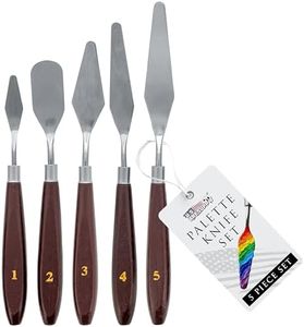 U.S. Art Supply 5-Piece Stainless Steel Palette Knife Set - Flexible Spatula Painting Knives for Color Mixing, Spreading, Applying Oil & Acrylic Paint on Canvases, Cake Icing, 3D Printer Removal Tool