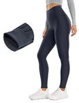 CRZ YOGA Womens Thermal Fleece Lined Leggings 28 Inches - Winter Warm Workout Hiking Pants High Waisted Yoga Tights Full Length Navy Small