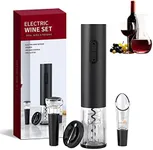 Electric Wine Opener Set, Battery Operated Wine Bottle Opener with Foil Cutter, Wine Pourer and Vacuum Stopper, Automatic Corkscrews for Wine Bottles Kit for Wine Father's Day Gift Home Kitchen Bar