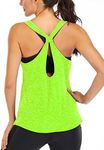 ICTIVE Workout Tank Tops for Women Yoga Tops for Women Loose fit Backless Muscle Tank Racerback Tank Tops Summer Gym Tops for Women Running Tank Tops Workout Tops for Women Neon Green L