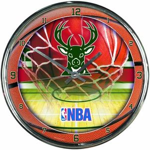 NBA Milwaukee Bucks Chrome Clock