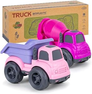 Aigitoy Dump Truck Toys for 3 Year Old Boys, BPA Free, Phthalates Free, PVC, Dump Truck, Mixer Cement, Easter Christmas Birthday Gifts for 2 3 4 Year Boy Girl. Dishwasher Safe,Recycled Plastic (Pink)