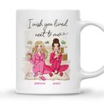 Gossby Personalized Friend Coffee Mug - Custom Best Friend Gift for Women - Christmas, Birthday, Long Distance Friendship Mug Gift for Female Friend, Sister - I Wish You Lived Next To Me - 2 BFFs