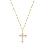 Jenosy Cross Pendant Necklace for Women 14K Gold Plated Cubic Zirconia Wing Disc Coin Necklace Minimalist Religious Faith Jewelry Gift for Women Girls