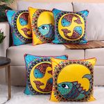 Amazon Brand - Umi. Fish Both Sided Living Room Sofa Velvet Piping Cushion/Pillow Covers (12x12 Inch, Set of 5) - Yellow