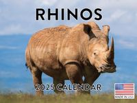 Rhino Calendar 2025 Rhinoceros Wild Animal Monthly Wall Calender 12 Month | American Made In The USA