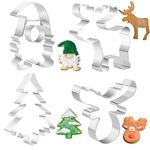 Orapink Large Christmas Cookie Cutters Set for Baking - Christmas Tree, Reindeer, Reindeer Head and Gnome Shape Stainless Steel Xmas Cutter