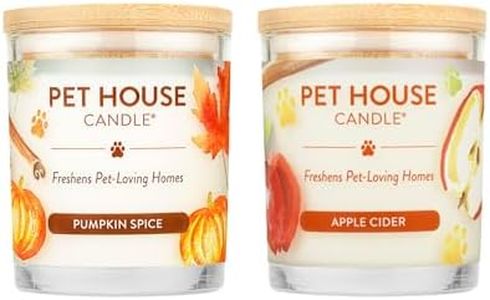 One Fur All Pet Odor Candles 2 Pack, Plant-Based Soy, Clean Burning Scented Candles for Pet Loving Homes - Pumpkin Spice, Apple Cider 2 Pack