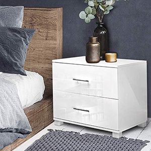 Artiss Bedside Table Drawers Gloss Side End Table Storage Nightstand White