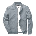 KEFITEVD Men Casual Thin Jacket Spring Lightweight Golf Jackets Sports Coat with Pockets,Light Grey,XL