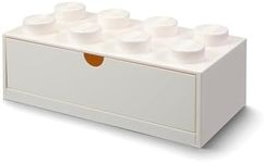 LEGO Desk Drawer Stackable Storage with 8 Knobs, In White