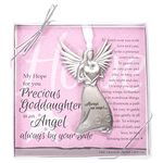 Precious Goddaughter Angel Silver Tone 4 x 3 Metal Decorative Hanging Ornament