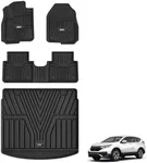 3W Floor Mats & Cargo Liner Fit for Honda CR-V 2017-2022(Not Fit for Hybrid), All Weather TPE Custom Fit Floor Liner 1st, 2nd Row and Full Set Trunk Car Mats Black
