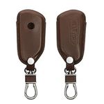 kwmobile Key Cover Compatible with VW Golf 8 3 Button Car Key - Real Leather Car Key Fob Protector - Dark Brown