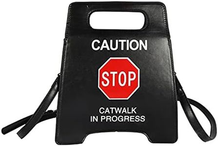 Caution Stop Sign Catwalk in Progress Funny Purse Messenger Bag Shoulder Crossbody Bag for Women, Black, One Size