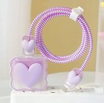 Prolet Cute 3D Heart Design Case Cover for iPhone Adapter Compatible with 18W and 20W Charger Only 360° Full Protection Silicone Case Cover 5 in 1 (Purple Heart).