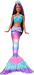 Barbie Dreamtopia Doll, Mermaid Toy with Water-Activated Light-Up Tail, Purple-Streaked Hair & 4 Colorful Light Shows