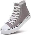 ZGR Womens High Top Canvas Sneakers,Lace-up Canvas Shoes,Casual Tennis Walking Shoes, Grey, 5.5