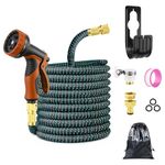Homvvi Expandable Garden Hose Pipe - 74FT Water Hose with 10 Function Spray Nozzle, Flexible Garden Hose with 3/4", 1/2" Hose Connectors, Leak-Proof Lightweight Hose Pipe for Garden, Pet, Car Wash