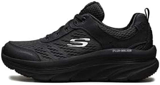 Skechers D'lux Walker Infinite Motion, Zapatillas Mujer, Black Leather Mesh Trim, 40 EU