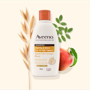 Aveeno Clarify & Shine Shampoo with Apple Cider Vinegar, 300ml – Sulfate Free, Soothes Dry Scalp