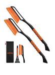 AstroAI 2-in-1 Ice Scraper 68.6cm Detachable for Car Windscreen Cleaner and Snow Brush with Ergonomic Foam Handle Extented for Cars & Trucks & SUV, Winter Car Kits Wash Accessories, Orange, 2 Pack
