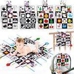 beiens Baby Toys 0-6 Months, Tummy Time Crinkle Toys with Mirror, Black and White High Contrast Sensory Toys for 0-6-12-18 Months Toddler Newborn, Play Mats, Easter Basket Essentials Stuffers Gifts