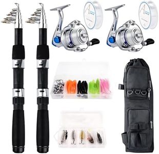 Telescopic Fishing Rod Reel Kit 2pcs 6.89FT Collapsible Spinning Pole Reel Combo Compact Fishing Lures Tackle Accessories Lightweight Travel Fishing Gear Set for Saltwater Freshwater Fishermen Gift