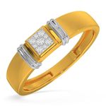 KISNA Real Diamond Jewellery 18KT Yellow Gold SI Diamond Ring for Men | Cushion S22