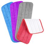 TUPARKA 4 Pack Microfiber Mop Pads 16.5"x5.5" Reveal Mop Head Replacement Pad for Wet/Dry Spray Mops Washable Cleaning (Red,Grey,Blue,Purple)