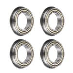 sourcing map F6804ZZ Flanged Ball Bearing, 4pcs 20x32x7mm Chrome Steel Double Shielded ABEC1 Flange Bearings