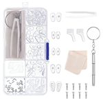 Eyeglass Repair Kit, 35 Pairs Air Chamber Eyeglass Nose Pads, Soft Anti-Slip Silicone Nose Pads, with Screws, Screwdrivers, Tweezer and Cleaning Cloth, for Glasses, Sunglasses and Watches Repair