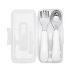 OXO Tot - On The Go Fork & Spoon Set - Baby Feeding Stainless Steel with Travel Case Sized for Little Mouths from 12 Months and Up - Gray - 61154700