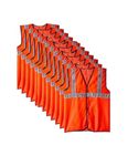 Reflective Jackets High Visibility Orange Waistcoat for Traffic, Running, Cycling Sports with 2 Inch Reflective Tape (pack Of 12)