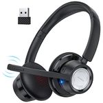 New bee Wireless Headset with Microphone Noise Cancelling 20 Hours Talk Time Bluetooth Headphones V5.0 with USB Adapter Office Headphones for PC Laptop Skype Zoom Call Center Office Computer Phone