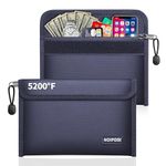 Noiposi 2-Pack Fireproof Bags (21,5x14 cm, 5200℉), 8-Layer Thermal Insulation Fireproof Cash Bag with Card Slot, Fire Proof Money Bag for Cash, Receipts, Bills, Passport(Blue)