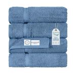 SALBAKOS Turkish Luxury Hotel and Spa Turkish Cotton, Organic, Eco-Friendly Bath Sheet (Set of 2) Bath Towel - Qty 4 Blue