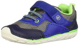 Stride Rite Boys' SM Rhett Sneaker, Navy/Lime, 4 W US Toddler