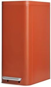 Caraway 45L Slim Step Trash Can - 13 Gallon Stainless Steel Trash Can with Quiet Close Lid and Fingerprint-Resistant Finish - Clay